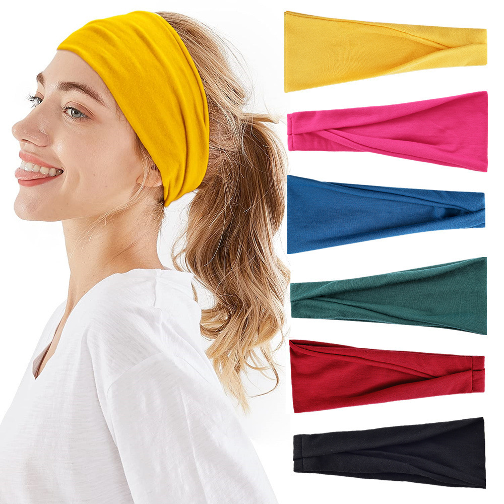 Yoga Fitness Stretching Strap - 솔리드 컬러 스포츠 요가 머리띠 땀
