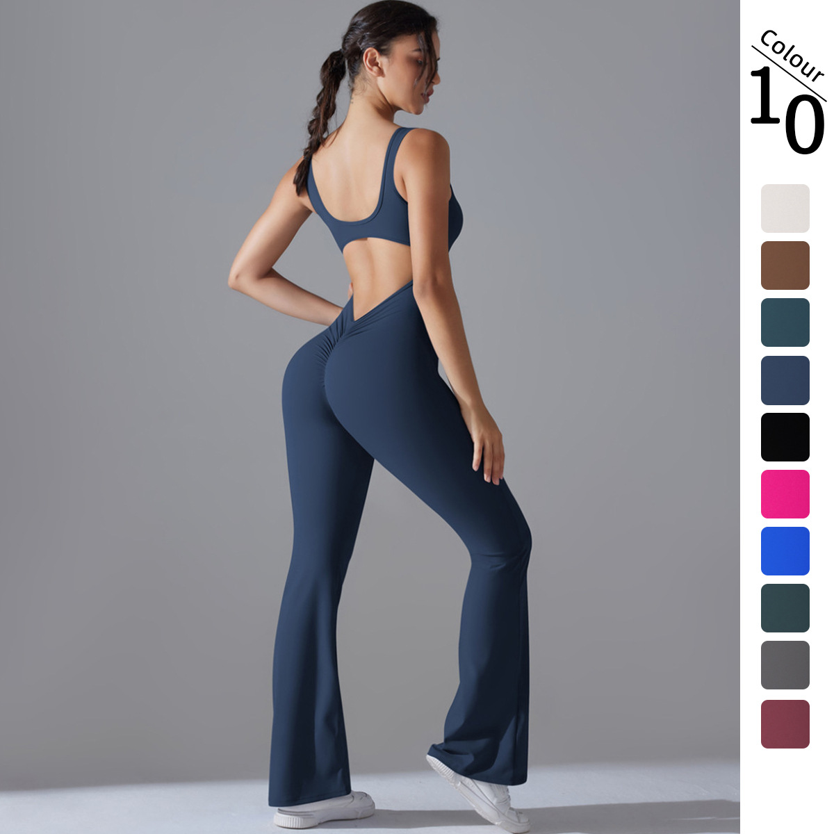 Yoga Fitness Jumpsuit - 섹시한 뒤로 V 점프 슈트 체육관