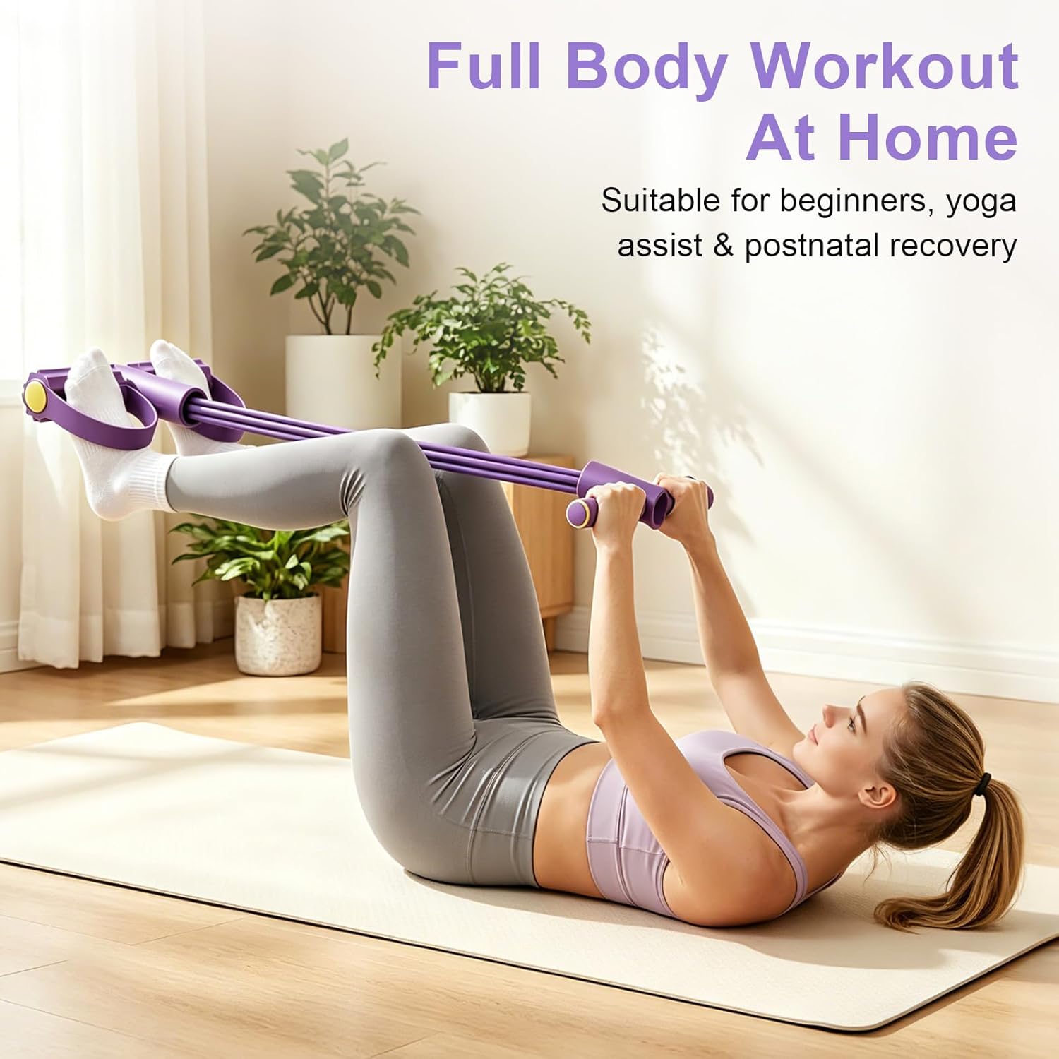 Yoga Fitness Stretching Strap - 4튜브 저항 밴드 다기능 텐션 로프
