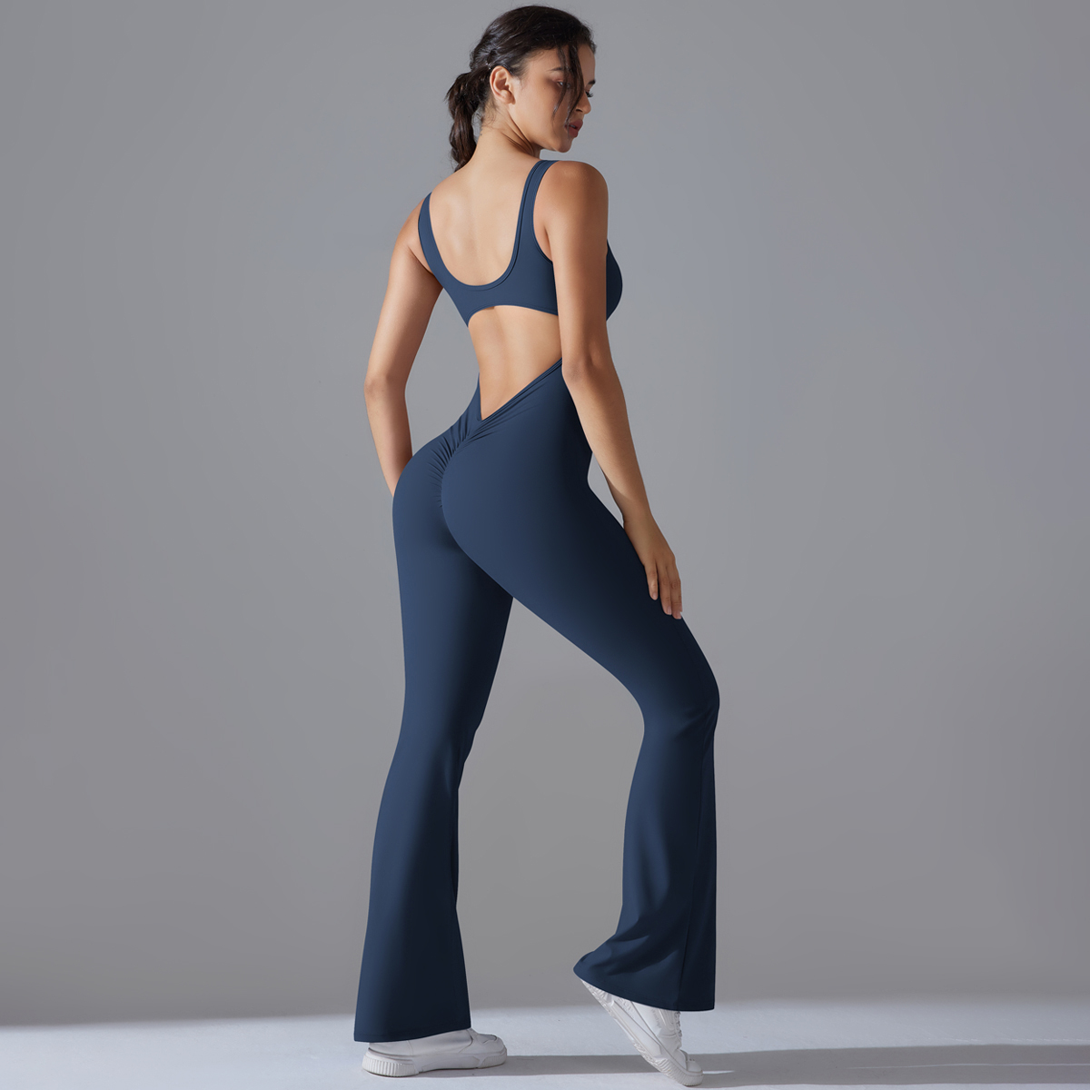 섹시한 뒤로 V 점프 슈트 체육관 세트 여성 훈련 요가 - Yoga Fitness Jumpsuit 리뷰 및 가격