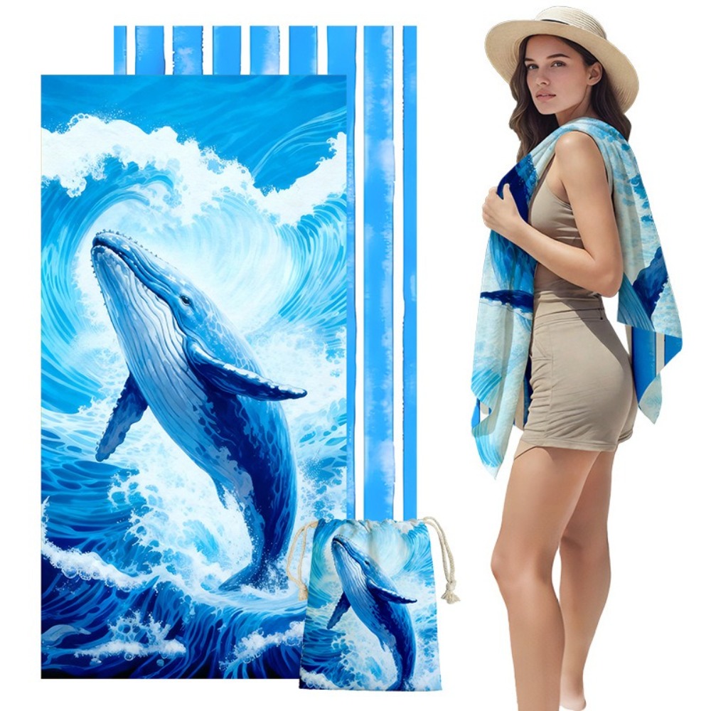 피쉬 테일 프린트 비치 타월 및 보관 가방 31x63인 - Yoga And Fitness Mat 리뷰 및 가격