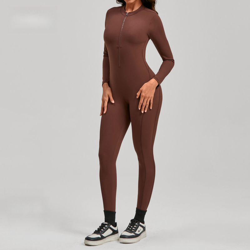 지퍼형 긴팔 누드톤 요가 점프수트 여성용 야외 피트니스 - Yoga Fitness Jumpsuit 리뷰 및 가격