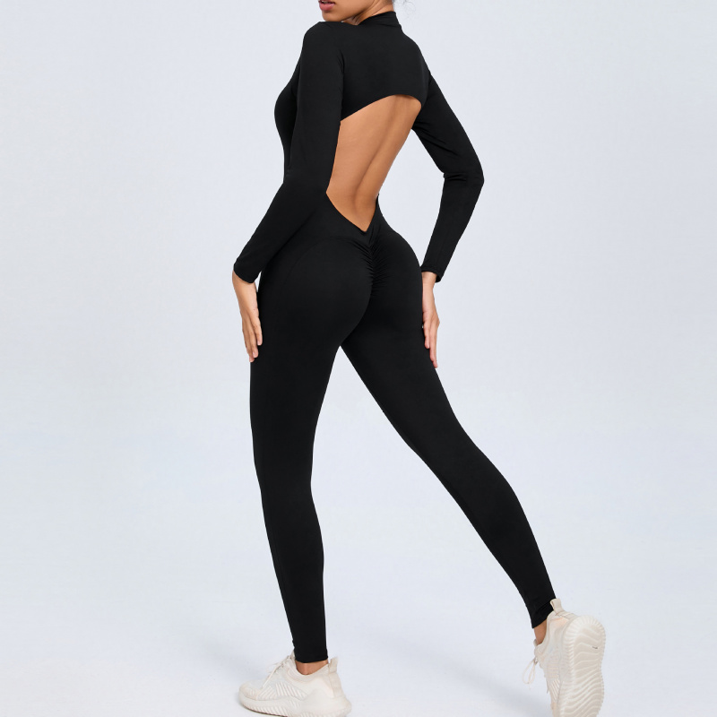지퍼형 긴팔 누드톤 요가 점프수트 여성용 야외 피트니스 - Yoga Fitness Jumpsuit 리뷰 및 가격